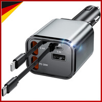 ZigarettenanzüNder Usb C 69W Auto LadegeräT 12V/24V Mit Einziehbarem Kabel