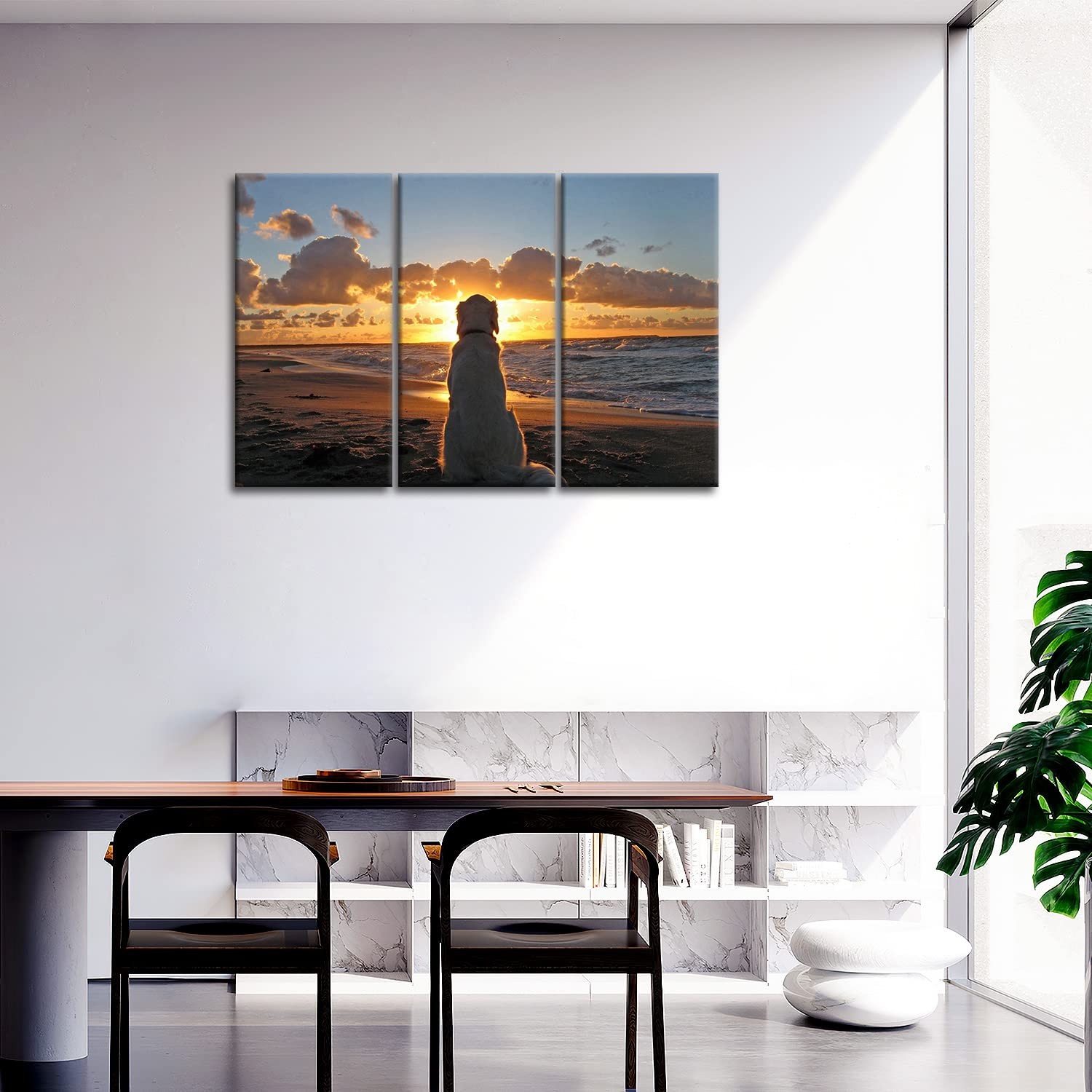 Dog Wall Art Golden Retriever Picture Labrador Dog and Sunset Pictures Prints...
