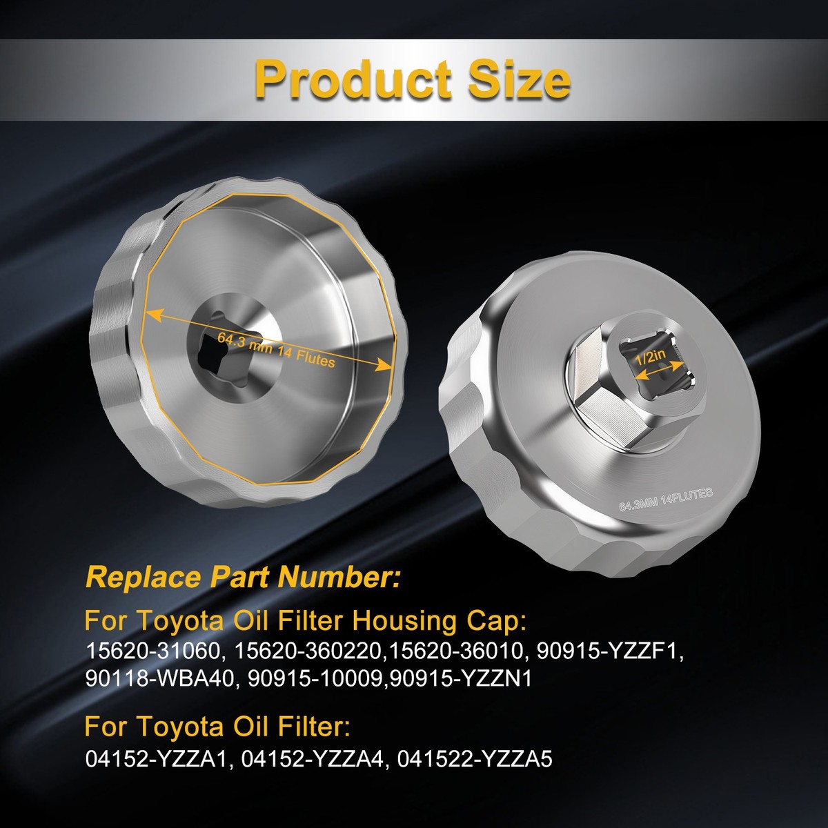 Stainless Steel Oil Filter Cap Wrench for 90915-YZZN1 Toyota Prius