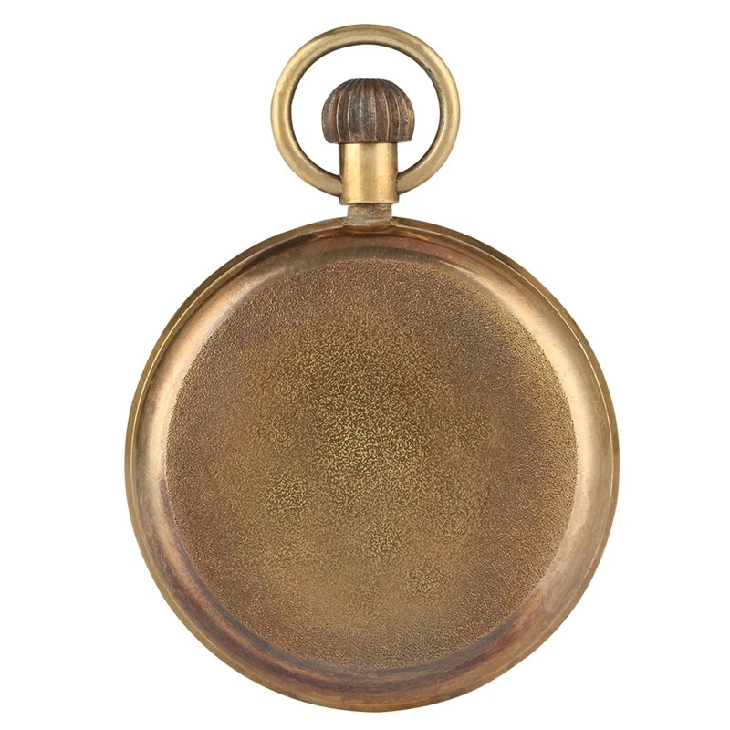 Men's Vintage Mechanical Pocket Watch Copper Open Face Luxury Fob Chain Watches - Image 4 of 4