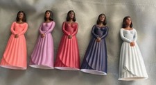 VINTAGE 5 BRN BRIDESMAIDS IN RAINBOW GOWNS OLD STOCK CAKE TOPPERS' NEW-FREE SHIP