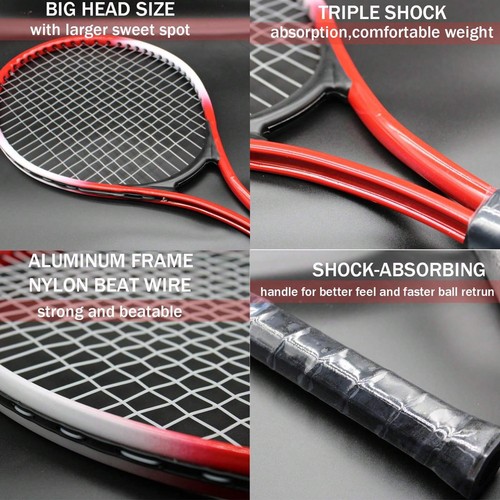 21" Youth Tennis Racket Set for 2 Players w/ Balls,Overgrips & Bag, Beginner Kit - Picture 7 of 12