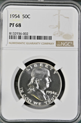 1954 Franklin Proof Silver Half Dollar 50¢ NGC PF 68 | eBay