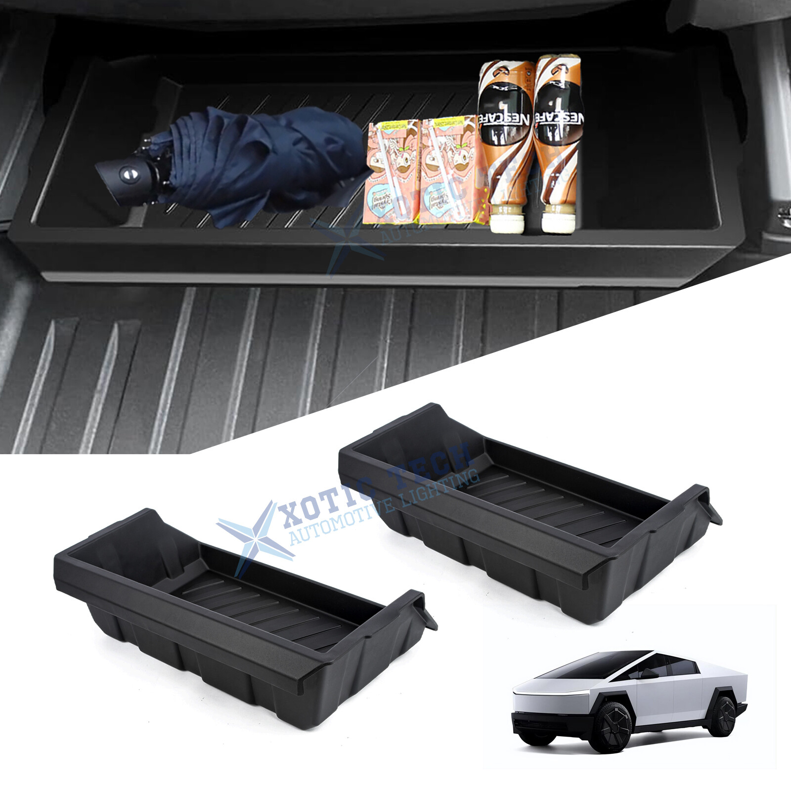 2Pcs Front Under Seat Storage Box Holder For Tesla Cybertruck 2024+ Accessories