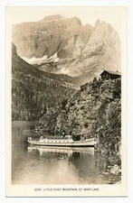 Steamer, Little Chief Mountain, St. Mary Lake, Glacier National Park, MT RPPC