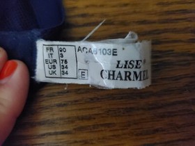 Lise Charmel Women Blue Soir De Venise Bra Size 34E Navy LACE Underwire Full Cup