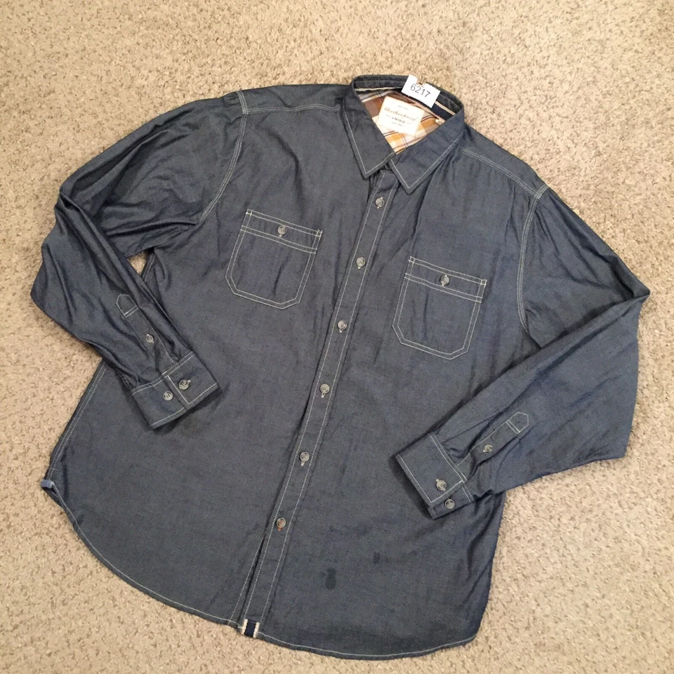 Weatherproof Shirt Mens XL Blue Long Sleeve Button Up Pockets - Image 2 of 4