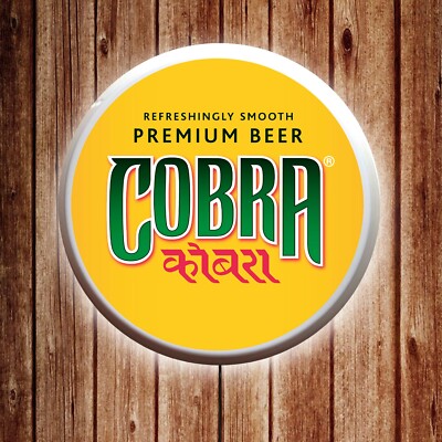 COBRA INDISCHES BIER LED Leuchtbar Wandschild Pub Lager Ale Mann Höhle Garage Schuppen