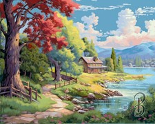 Lakeside Treehouse - Printed Needlepoint Canvas