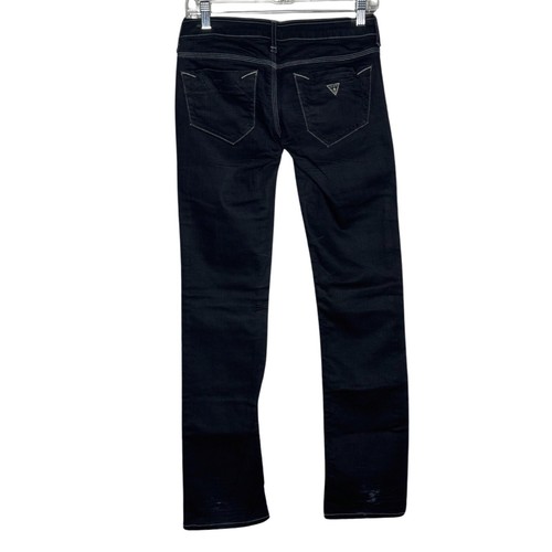 Guess Jeans Womens 6 28" Black White Stitching Barbara Straight Leg Premium - Picture 2 of 9
