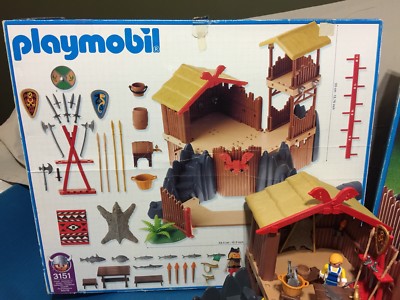 Playmobil 3151 VIKING LONGHOUSE Complete SET w/Box VHTF year 2001