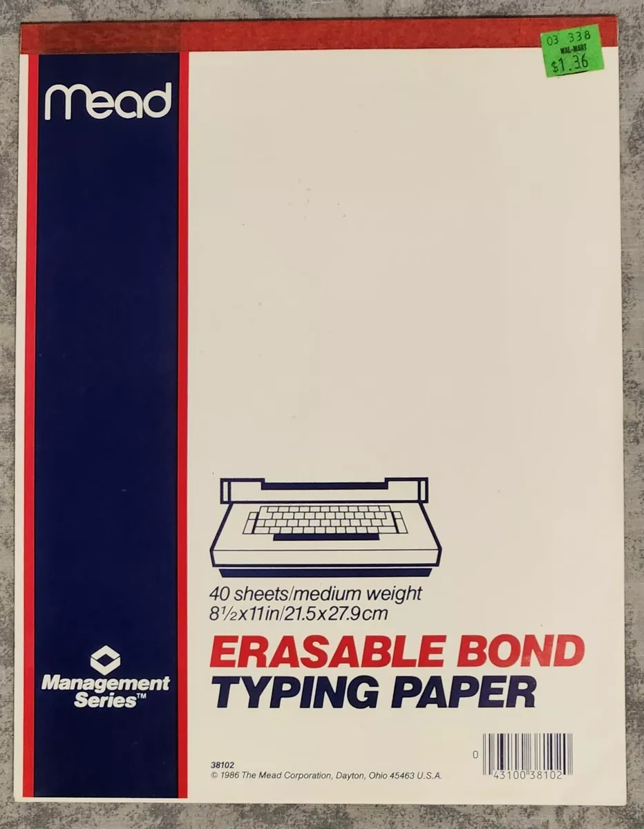 Vintage Mead Erasable Bond Typing Paper 38 Sheets Medium Weight