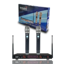 Dual Channel Handheld Wireless Microphone System UHF Karaoke Studio Audio Mics