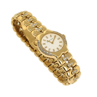 Tiffany & Co. Factory Diamond Tesoro Ladies Watch 25mm 18K Yellow