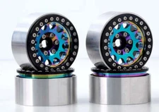 Powerhobby Aluminum 1.9" Beadlock Wheels Green Titanium (4) 1/10 Rock Crawler