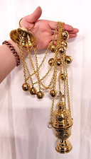 High Polished Brass Hanging Conical Incense B...