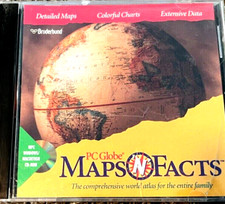 PC Globe Maps N Facts PC CD-ROM,1994 WIN/MAC Software - Broderbund