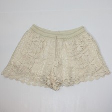 Japna Kids Girl's Cream Color Crochet Lace Shorts with Fringe  Lining size 10