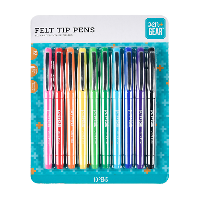 Pen Gear Felt-Tip Pens, Ultra Fine, Assorted Colors, 10 Count