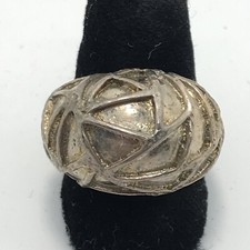 Vintage Sterling SIlver  Domed Bold Dimentional Design  Ring sz 7