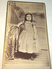 Antique Victorian American Fashion Little Girl, Curly Hairstyle CDV Photo US 
