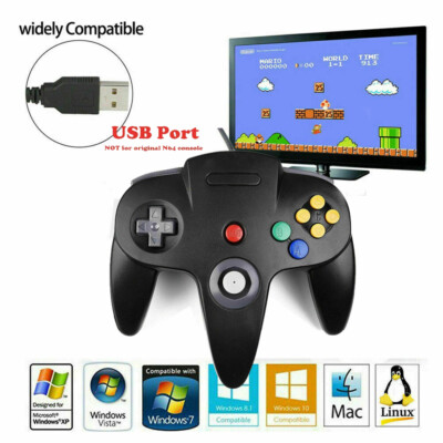 N64 USB Controller Retro Kontroller Gamepad Joystick für Nintendo 64 Win Mac PC