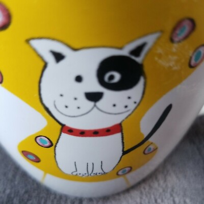 Gelbe Tasse Hundetasse Kaffee Tee Tasse Hund auf Sofa Becher schwarzes Auge Hundetasse Patch 350ml