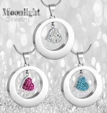 New Circle Heart Forever Cremation Urn Keepsake Ashes Silver Memorial Necklace