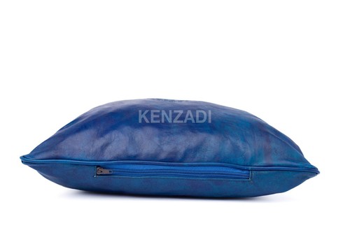 Decorative Moroccan handmade Leather Throw Pillow Covers 16 x 16 In by Kenzadi - Picture 17 of 72