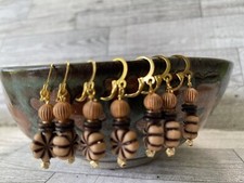 Stitch Markers Knitting Crochet Set of 7 Progress Keepers Brown Lobster Clasp