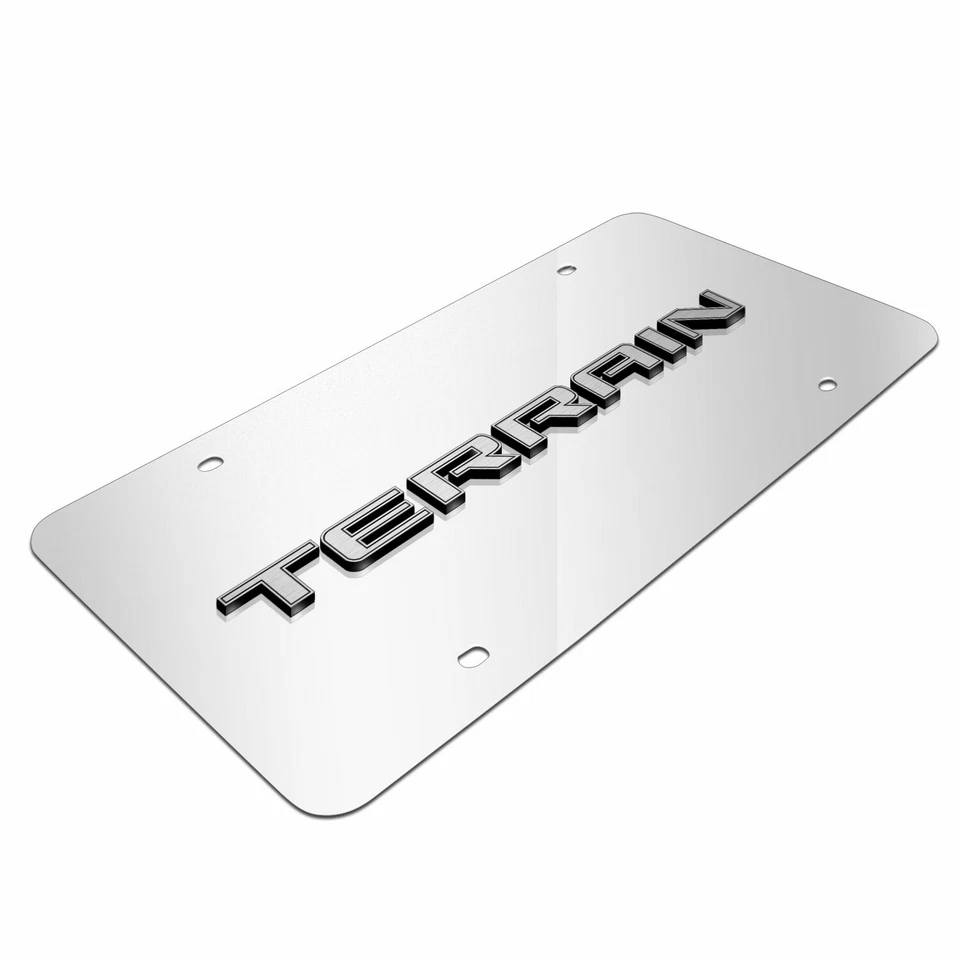 Placa de identificación GMC Terrain logotipo 3D cromo acero inoxidable matrícula, hecha en EE. UU. Foto 3 de 4