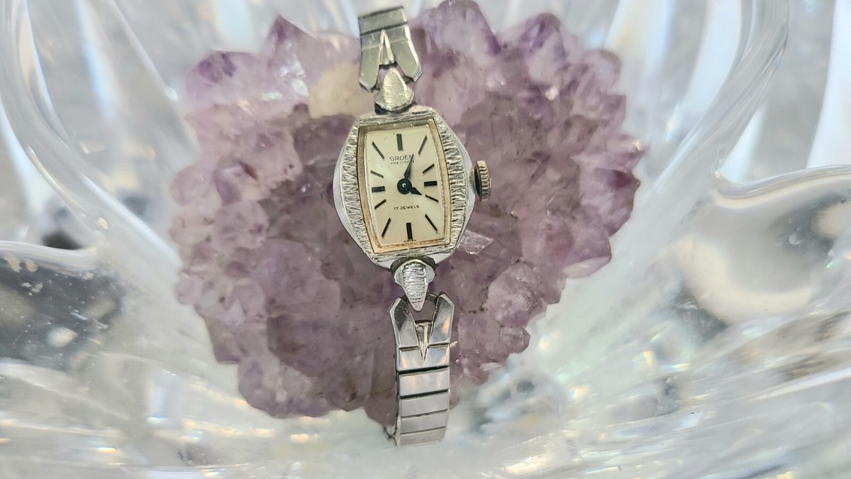 Vintage Gruen Precision Womens Wrist Watch 17 Jewel White  display picture 3