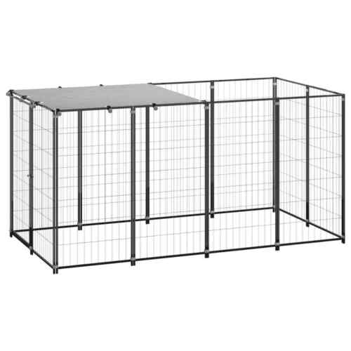 Hundezwinger mit Rollen Hundekäfig Hundehütte Schwarz Verzinkter Stahl 9 Größe - Bild 13 von 42