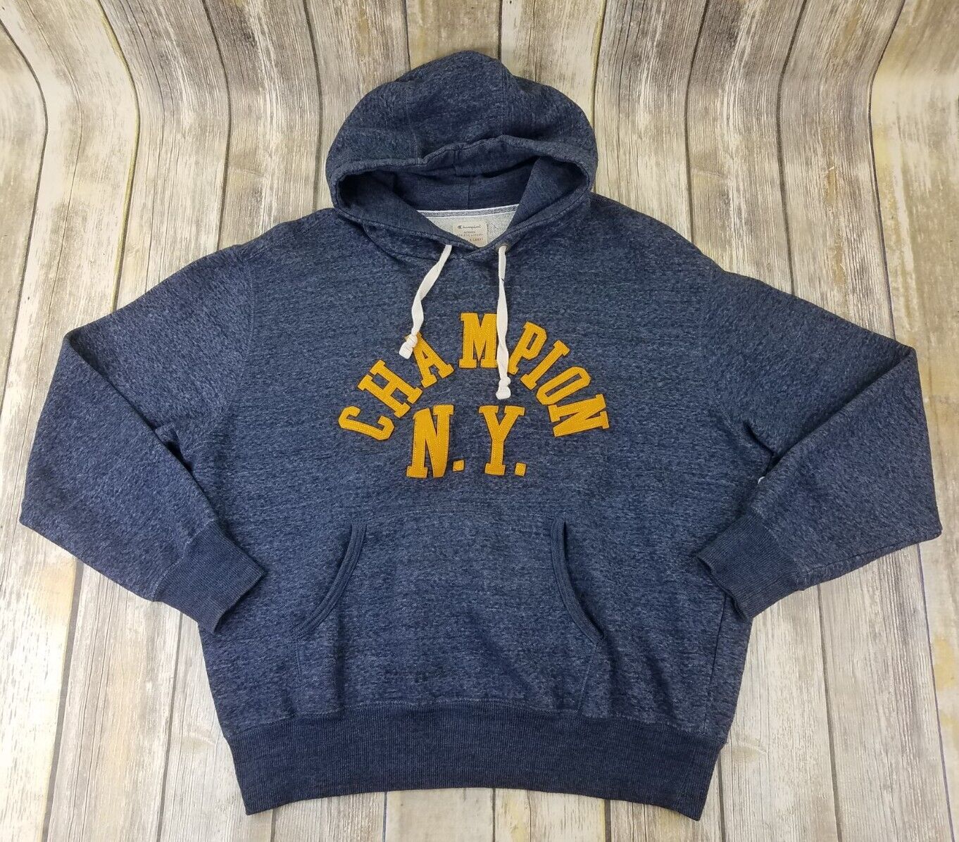 Champion New York Hoodie Sweater Mens Size XL Blue Long Sleeves Pullover Fleece