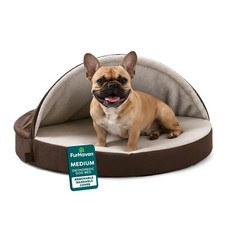 FurHaven Round Orthopedic Dog Bed for Medium Dogs, Egg Crate with a Solid Ort...