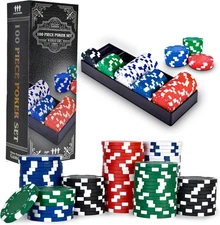 Sunny Days Entertainment Elbow Room Games 100-Piece Poker Chip Set with Tray – C