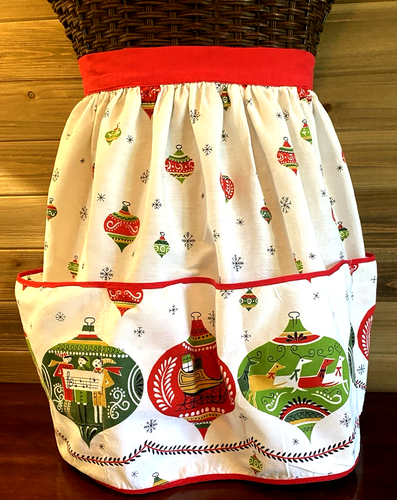 Vintage 1950’s Christmas Cooking Kitchen Apron Carolers Ornaments