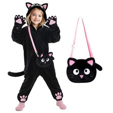 RISFUNIA Black Cat Costume for Girls with Bag, Halloween Costumes for Kids  ...