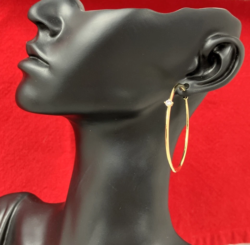 Pendientes de aro NADRI Zoe enchapados en oro de 18k con circonitas cúbicas nuevos con etiquetas - Precio de venta sugerido por el fabricante $60 Foto 3 de 4