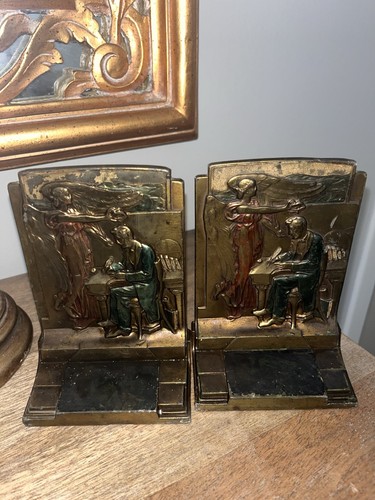 Pompeian Bronze Co. "The Emancipator" Bronze Bookends Pair 6in 1925