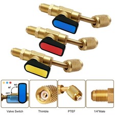 R410A R22 Angled Shut Off Ball Valve 1/4 SAE AC Refrigerant Charging Adapter