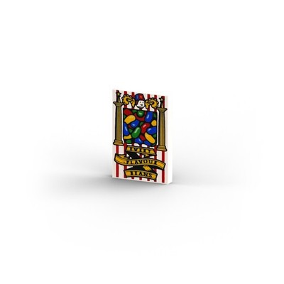 Bertie Bott's Beans Box with Jelly Beans   Original printed LEGO  brick tile / 