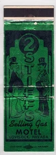 Vintage matchcover "Two Stiff's Selling Gas Motel" Lovelock, Nevada