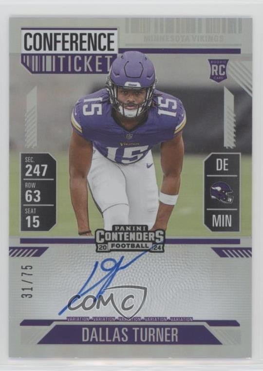 2024 Panini Contenders Conference Ticket 31/75 Dallas Turner Rookie Auto RC 0l1b