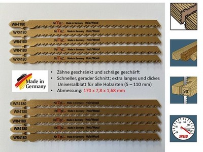 10 Stichsägeblätter Stichsägeblatt extra lang für schneller gerader Schnitt