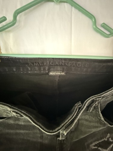 American Eagle 36x32 sportliche Skinny Black Jeans Light Airflex Temp Torn Look - Bild 2 von 9