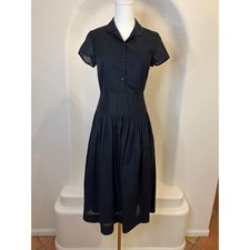 Isaac Mizrahi for Target Black Drop Waist Midi Shirt Dress Cotton  Size XS 