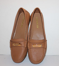 Coach Women s Leather Loafers Fredrica Tan Brown With Gold Plate Size 6