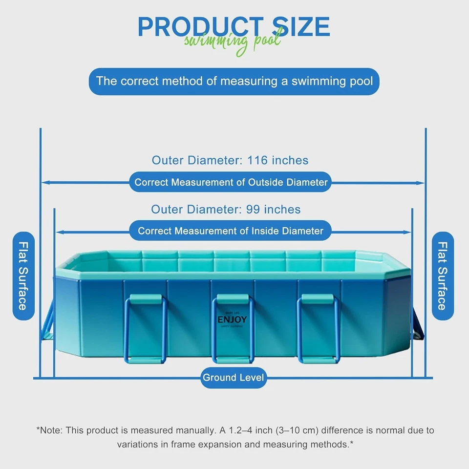 Piscina Para Adultos y Niños Alberca 116" × 65" × 19" Rectangular Patio Grande Foto 2 de 4