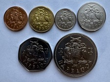 6 PC BARBADOS ORIGINAL 1973 MINT SET COINS CENT 5 10 25 CENTS DOLLAR & 2 DOLLARS